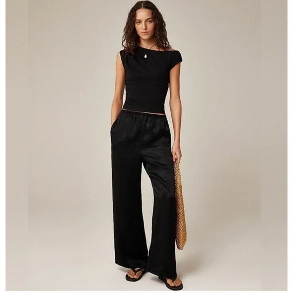 J Crew Stretch Cotton Blend Off Shoulder Top XS Black NWT CN171 J.Crew Shirt - Picture 1 of 5